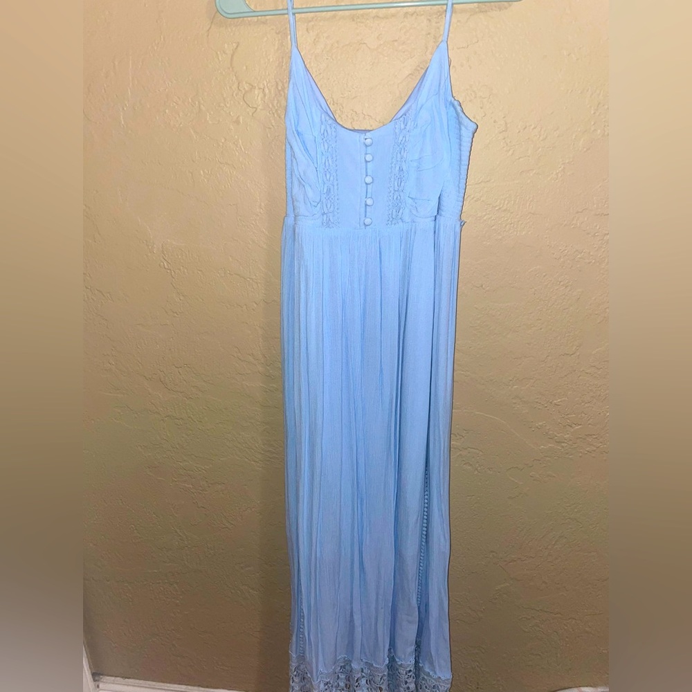 Full length baby blue Maternity Dress